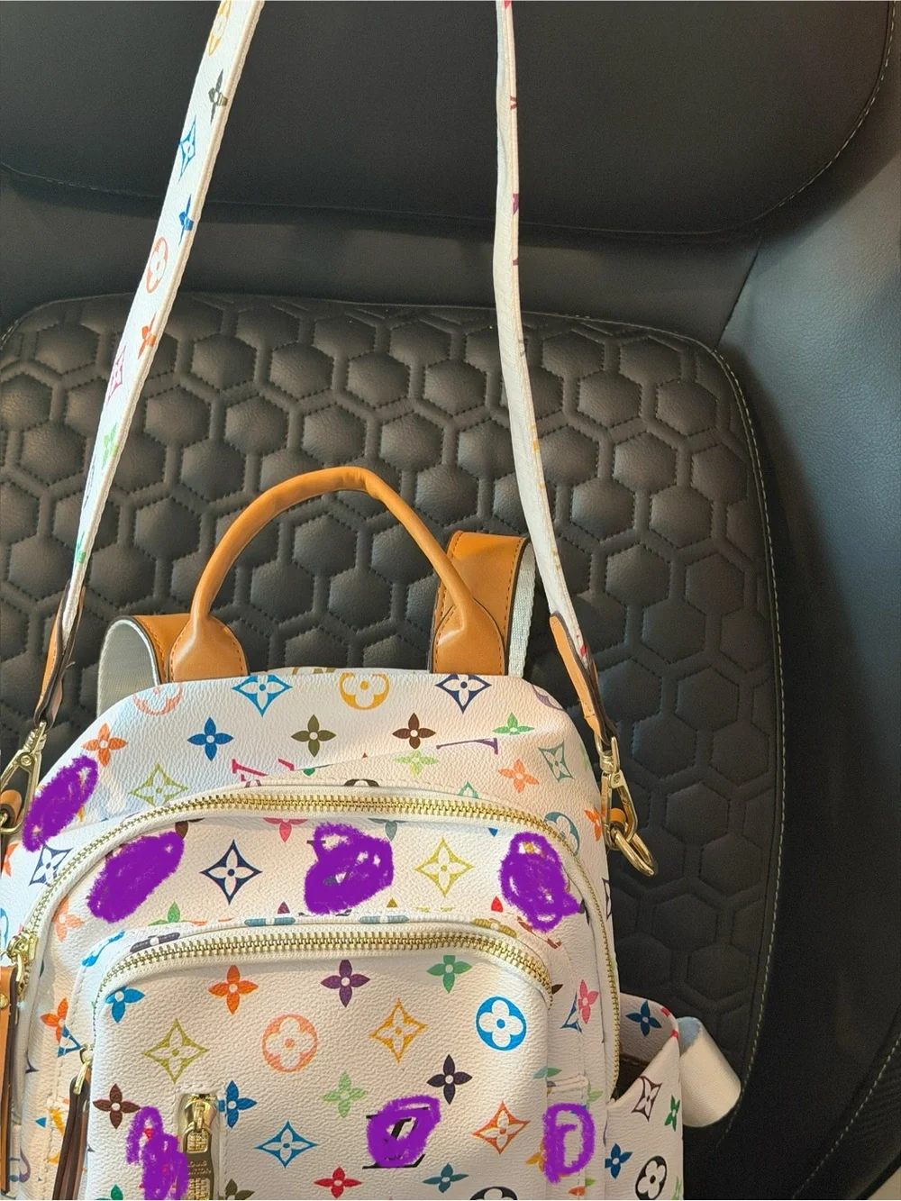 White Multicolor Logo Print Backpack - Luxury Designer Style